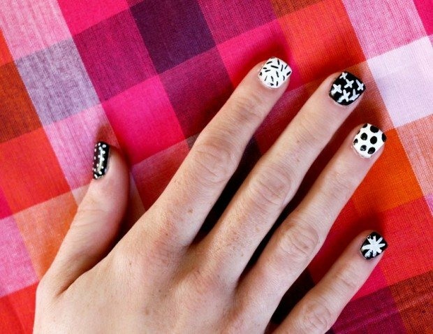 original white black manicure