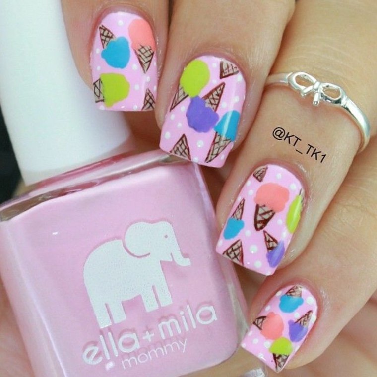 decorative nail nails idea glaze pink ice cream