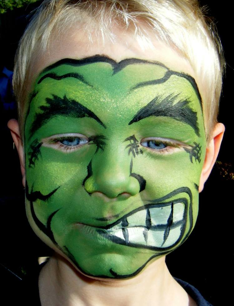 halloween makeup otroški hulk