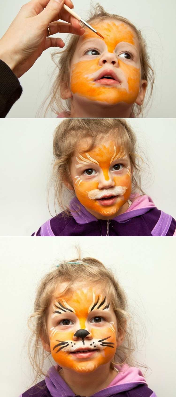 Halloween child girl tiger makeup