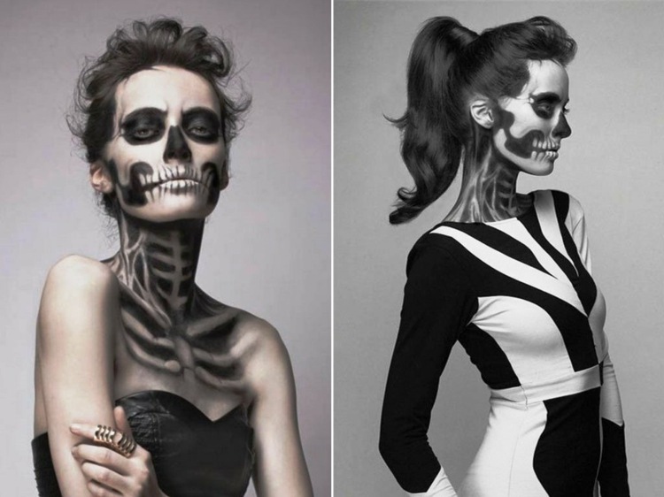 makeup kvinde halloween skelet