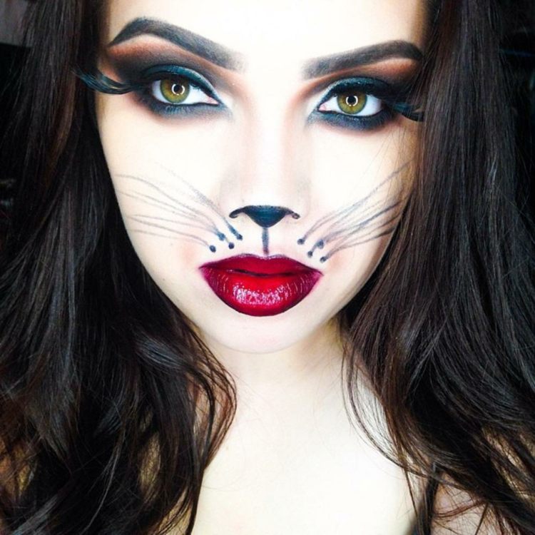 makeup kvinna halloween katt