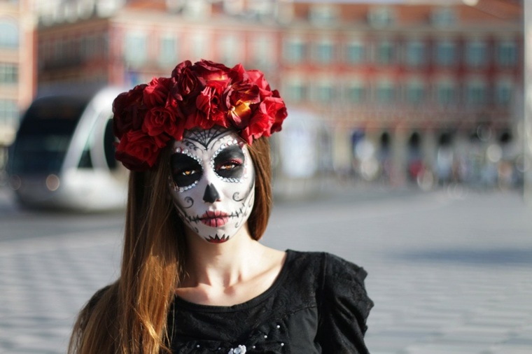 halloween makeup mexican skull woman