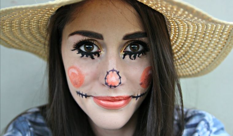 makeup-Halloween-idea-mudah-wanita-makeup-cepat-epouvantail