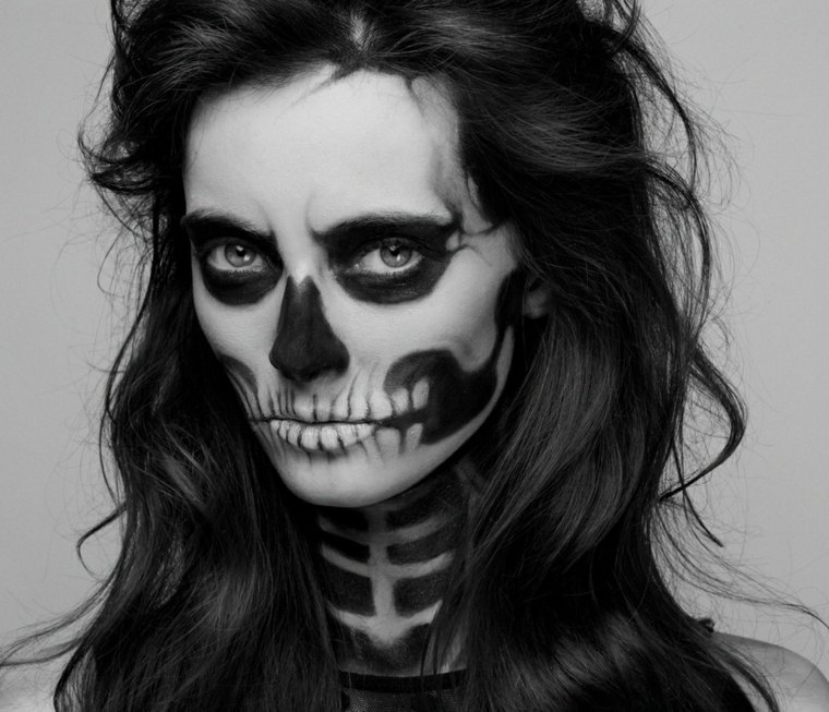 skeleton makeup black white woman fashion