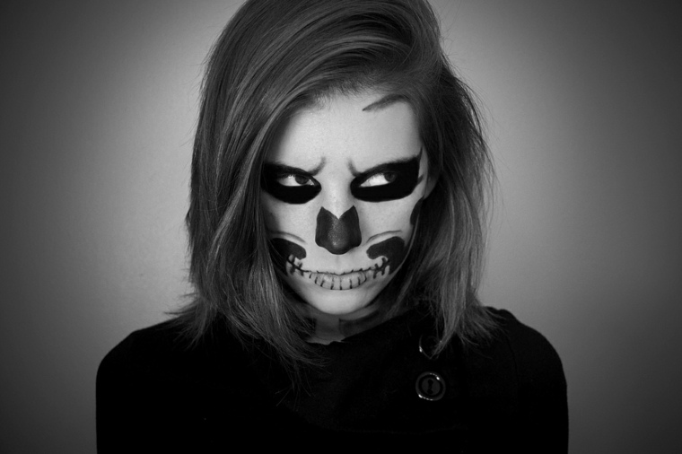 black skeleton makeup white skull woman