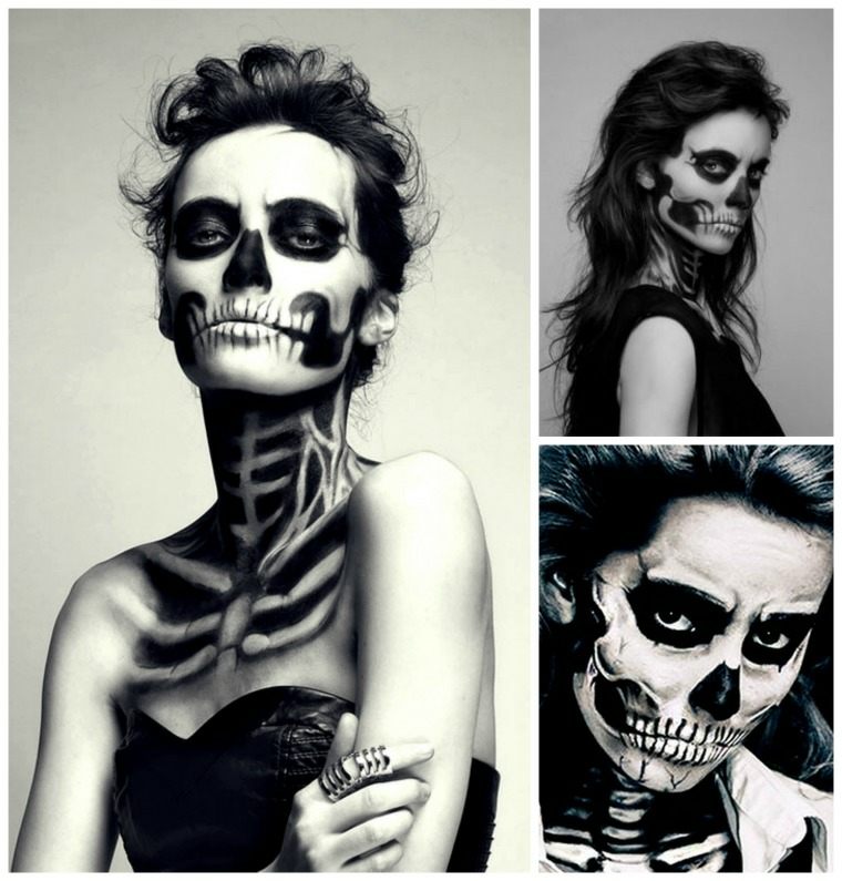 skeletna ličila črne bele ženske modeli modno moč slike