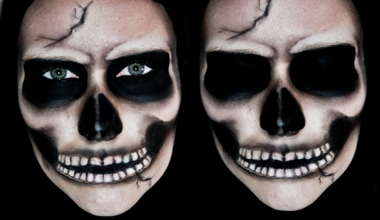 skeleton makeup black white process before after man