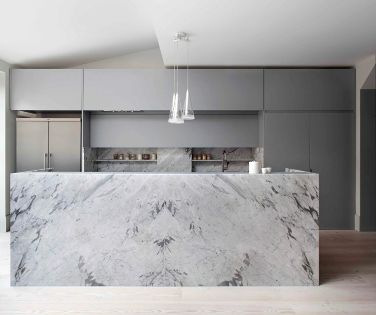 marble kitchen furniture gray central island jamb stone