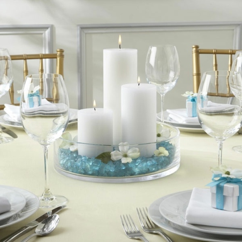 wedding deco white blue table