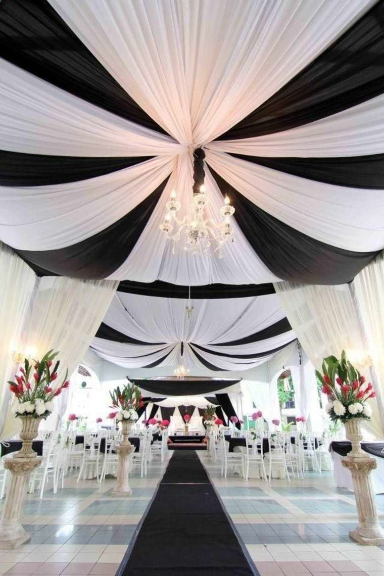 black and white wedding deco room table mat black