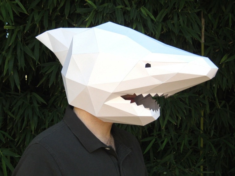 cardboard mask diy idea shark 3D effect original