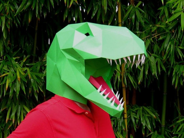 mask cardboard diy halloween idea man woman mask dinosaur