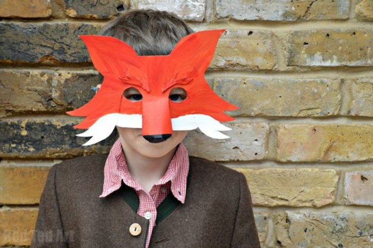 child halloween disguise mask cardboard fox