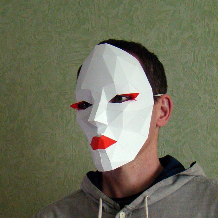 mask kartong vit diy idé man mask gör