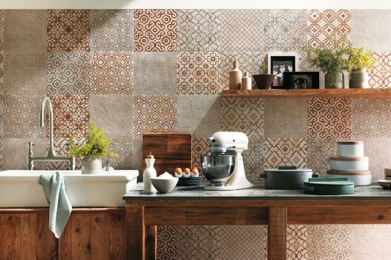 rustic kitchen tile worktop