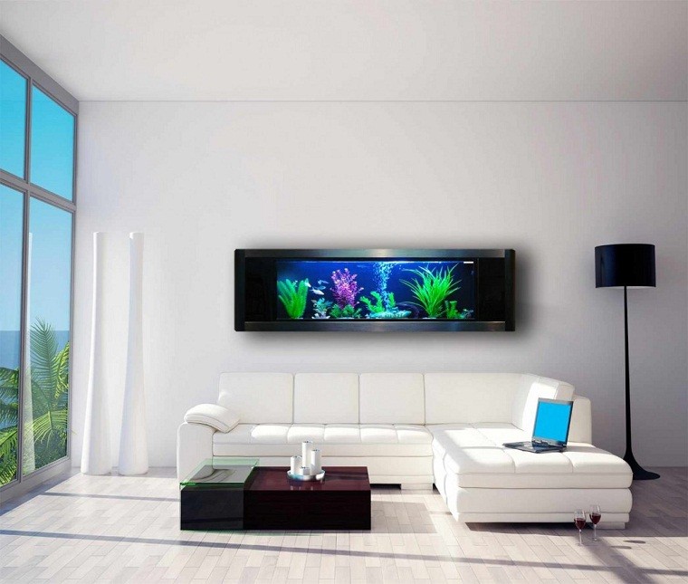 vägg möbler lounger vit akvarium
