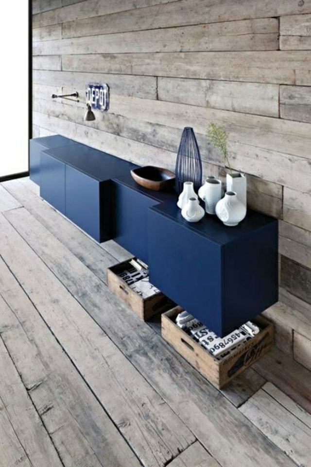 furniture dark wood blue design idea storage interior modern parquet wood deco lamp objects design