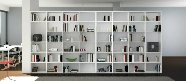 white bookcase partition