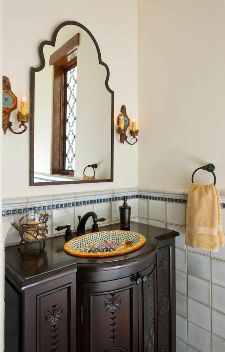 vintage bathroom idea mirror wooden cabinet