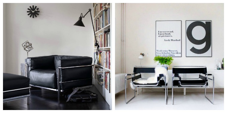 Nordic design lounge stol svart läder fåtölj