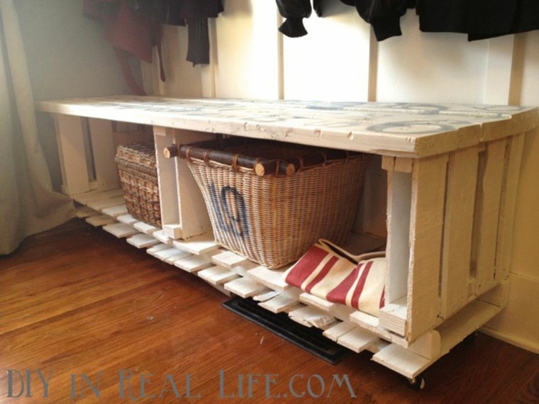 recycle furniture pallets'entrée idée rangement chaussures 