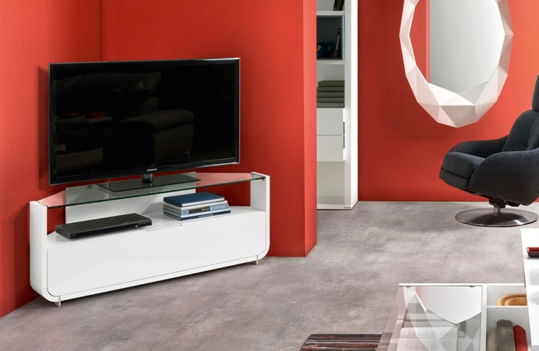 glass furniture'angle tv 