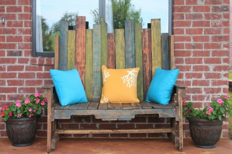 garden bench wood pallet cushions brico