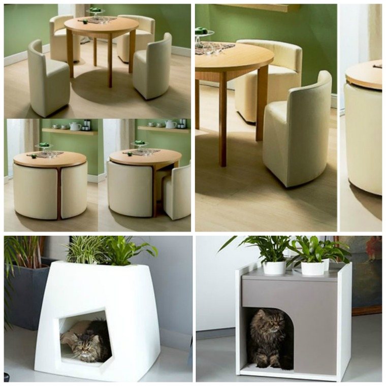Møbler plass sparer bord avføring hjem katt