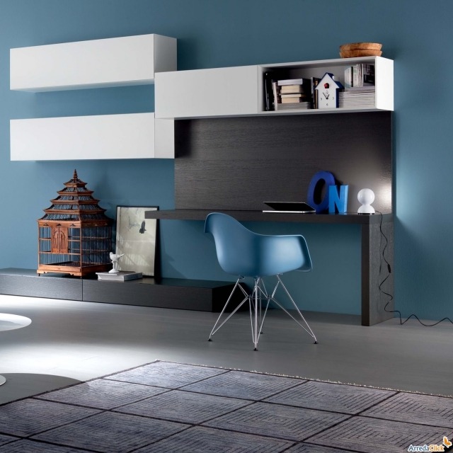 furniture-computer-modern-dark-wood-white-modules-chair-blue computer furniture