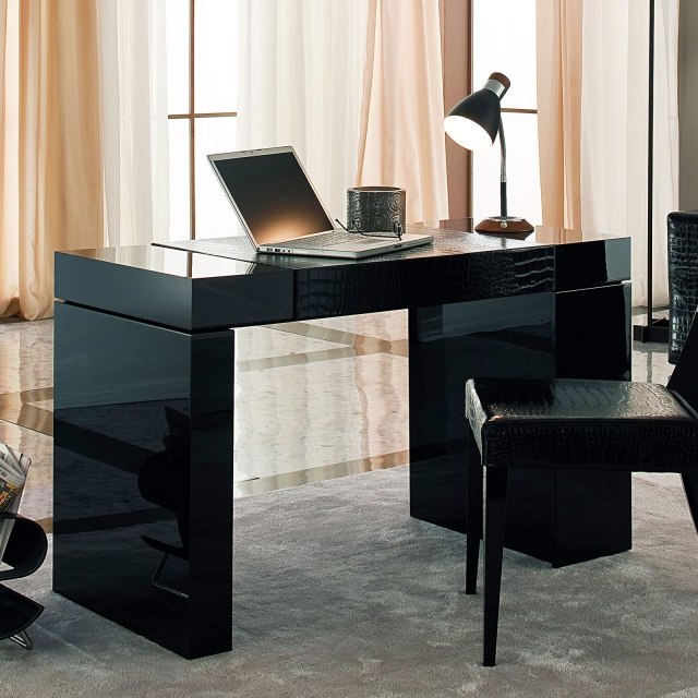 furniture-computer-modern-black-finish-shiny-chair-black-small-lamp-table computer furniture
