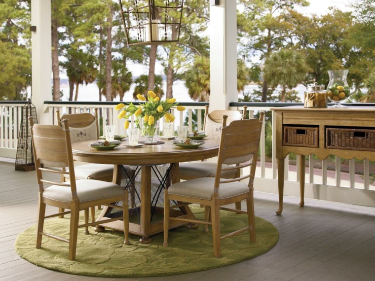 arrange garden idea original practical wooden table chair wooden floor mats storage