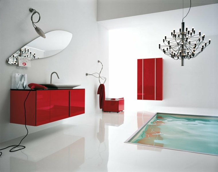 red bathroom idea furniture red furniture mirror indoor pool