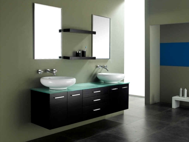 bathroom furniture dark-wood-double-vanity