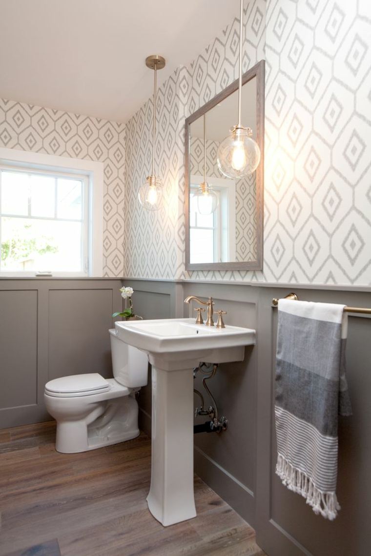 bathroom wallpaper idea original designs sink mirror fixture suspension