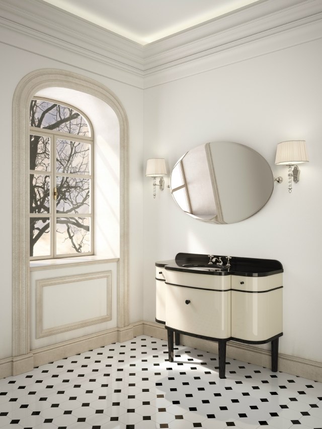 vanity-vanity-style-classic-black-white-deign-original-mirror-shape-oval vanity unit