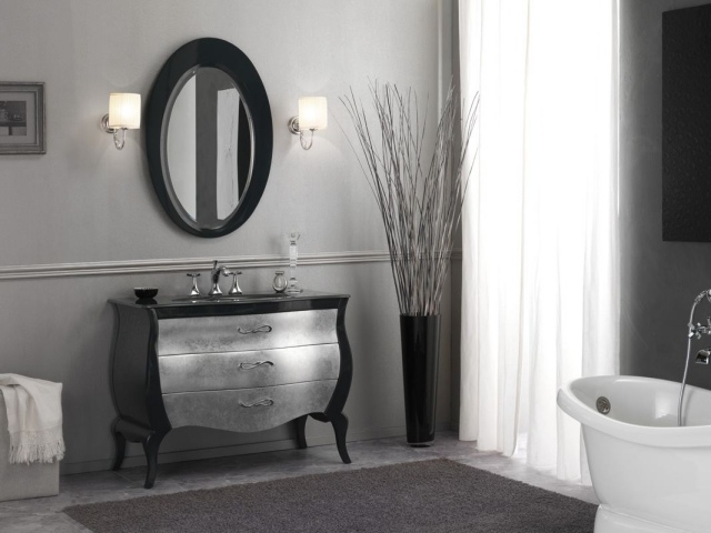 vanity-vanity-style-classic-black-gray-mirror-frame-black-shape-oval vanity unit