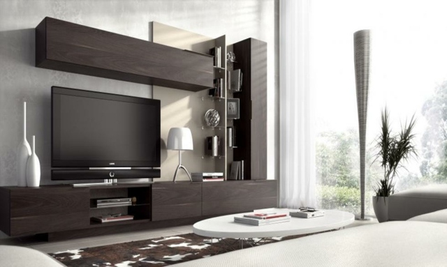 dark wood design TV cabinet