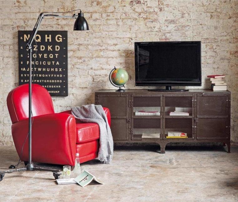 TV skap bokhylle design ide stue moderne møbler lenestol red deco industriell stil