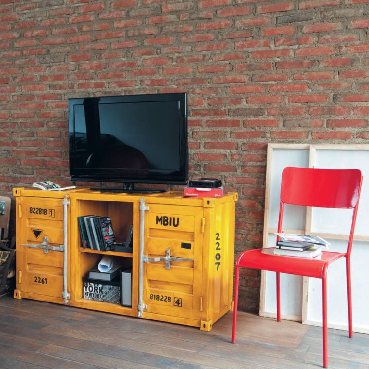 tv-skap vintage bokhylle moderne design layout stue moderne murstein verden hjem
