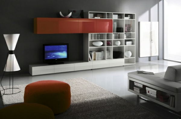 red lacquered TV cabinet