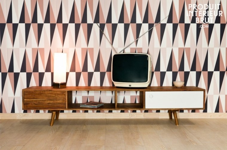 TV skap design moderne tre tapet stue ideen tv vintage moderne