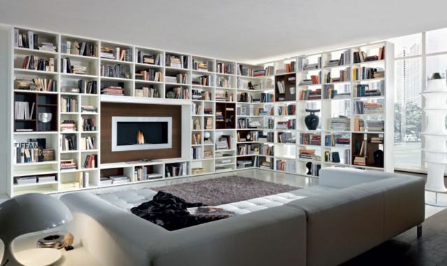 large library design living room furniture