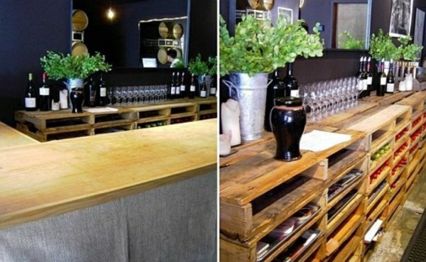 wooden pallet bar storage cheap original restaurant