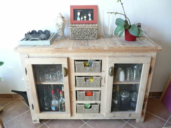 pallet furniture buffet wood storage