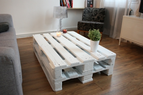 pallet furniture coffee table white color