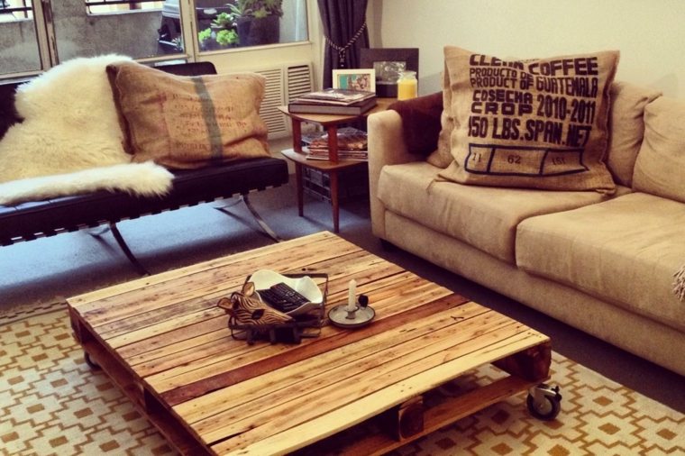 furniture pallets coffee table living room casters