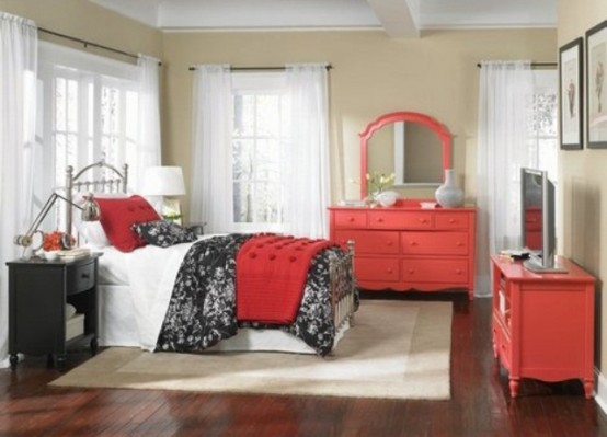 furniture storage color red female room