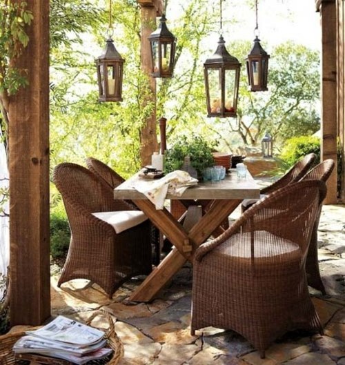 rattan furniture wood table