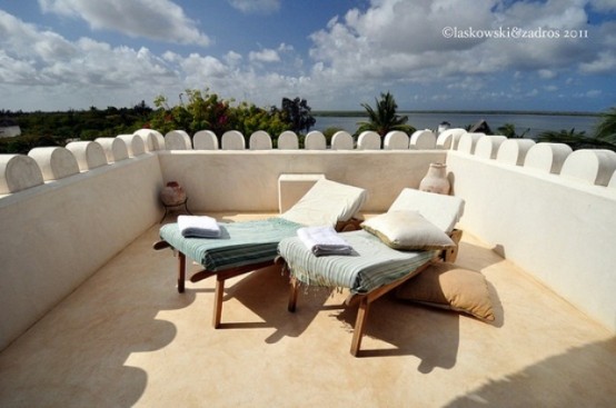 simple rustic furniture panoramic terrace